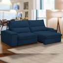 Ver imagem 3 de Sofá Retrátil Reclinável para Sala de Estar Living 230cm Nápoles F04 Veludo Azul - Lyam Decor