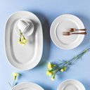 Ver imagem 4 de Prato de Sobremesa Porcelana 21cm Redondo Germer Chevron Branco com Relevo
