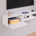 Ver imagem 4 de Rack Bancada Parede Home Supremo Tv 55 Polegadas Nicho Porta Puxador Concha Sala Quarto Moderno