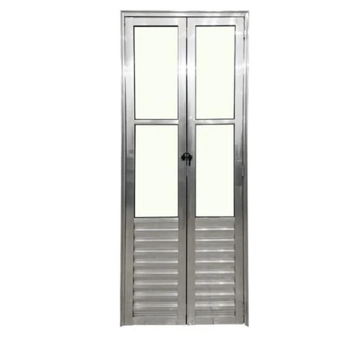Porta Camarão Palheta com Vidros Lado Direito 210x80cm Brilhante Allo Esquadrias