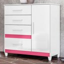 Ver imagem 2 de Cômoda Sapateira Vênus 1 Porta e 4 Gavetas Flex Branco/rosa com Pés - Moval