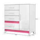 Ver imagem 4 de Cômoda Sapateira Vênus 1 Porta e 4 Gavetas Flex Branco/rosa com Pés - Moval