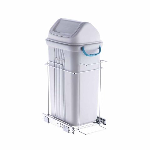 Lixeira Desliz Simples 30L 250x600x450mm Cromado - 2702 - Schmitt