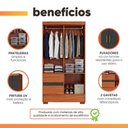 Ver imagem 3 de Guarda Roupas Solteiro 4 Portas Bater 2 Gavetas Mel Madeirado-Grafite Aramóveis