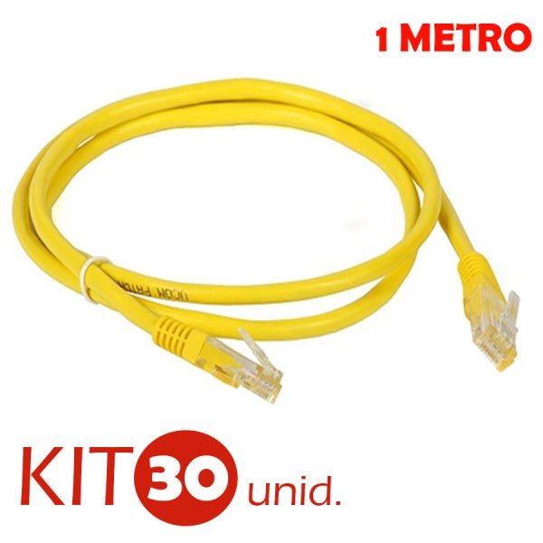 Kit 30 Cabo de Rede RJ45 CAT5E Patch Cord 1 Metro Amarelo - 5