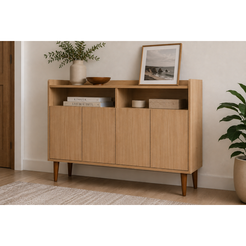 Aparador Buffet 108 cm Carvalho Dian com Pés | Balcão Multiuso Moderno em MDF