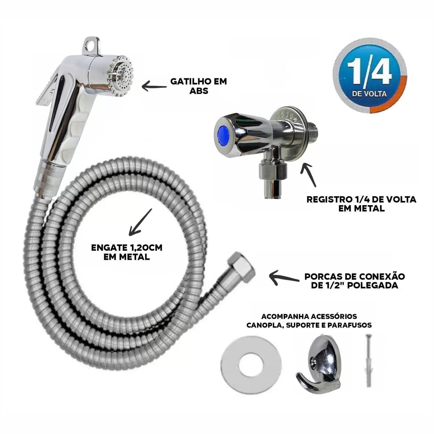 Ducha Higiênica com Registro Luxo 1/4 de Volta - 5