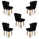 Ver imagem 1 de Kit 5 Cadeiras de Jantar Pétala Estofada Pés Palito Veludo Preto - Montanaris Decor