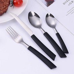 Conjunto Faqueiro 96 Peças Jogo Talheres de Mesa Jantar Garfos Facas New Caprese Preto Fratelli - 4