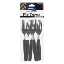Conjunto Faqueiro 96 Peças Jogo Talheres de Mesa Jantar Garfos Facas New Caprese Preto Fratelli - 2