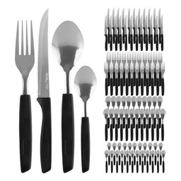 Conjunto Faqueiro 96 Peças Jogo Talheres de Mesa Jantar Garfos Facas New Caprese Preto Fratelli - 1