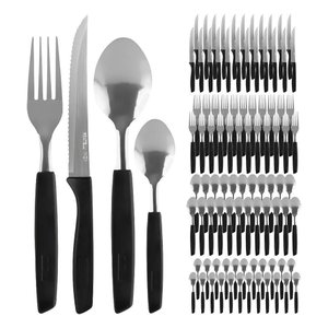Conjunto Faqueiro 96 Peças Jogo Talheres de Mesa Jantar Garfos Facas New Caprese Preto Fratelli