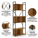 Ver imagem 4 de Kit 3 Estantes de Livro Industrial 2m em Aço com Nichos Office Canela/Preto