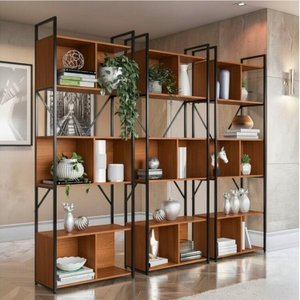 Kit 3 Estantes para Livros 7 Prateleiras 200cmx216cm Office Industrial
