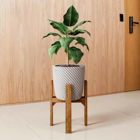 Vaso de Planta com Suporte em Madeira 40cm