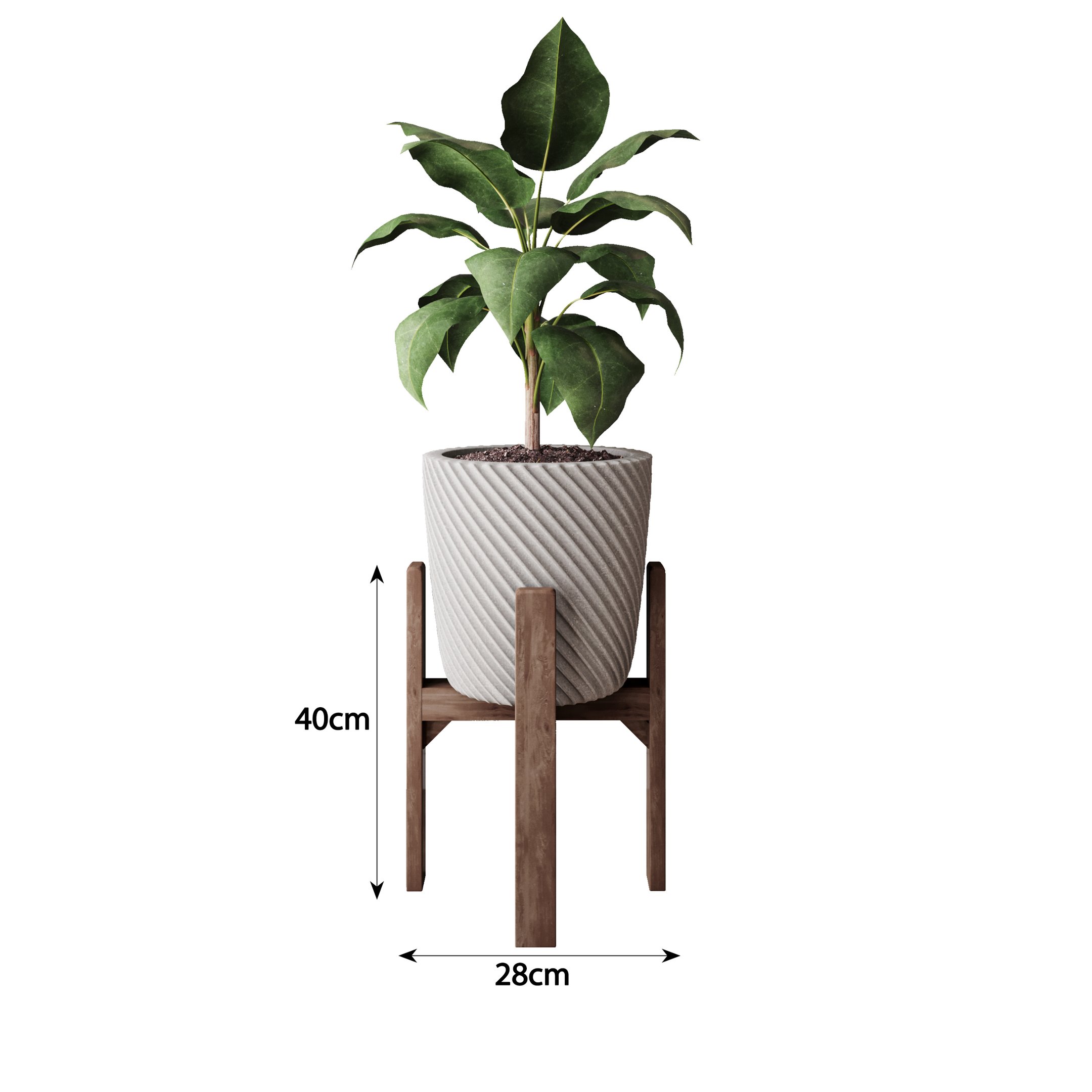 Vaso de Planta com Suporte em Madeira Tripé 40cm - 2