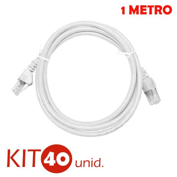 Kit 40 Cabo de Rede RJ45 CAT5E Ethernet Patch Cord 1M Branco - 2