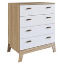 Ver imagem 2 de Cômoda Quarto Infantil Retrô para Bebê com 4 Gavetas 71,5 Cm Cor:itapua com Branco