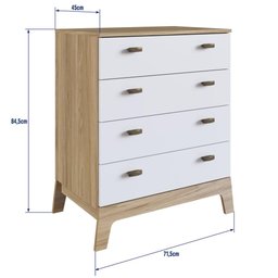 Cômoda Quarto Infantil Retrô para Bebê com 4 Gavetas 71,5 Cm Cor:itapua com Branco - 3