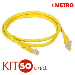 Kit 50 Cabo de Rede RJ45 CAT5E Patch Cord 1 Metro Amarelo - 2