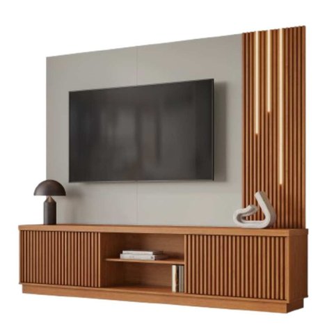 Home Valencia Ripado C/led Cascata 2 Portas Tv 75":naturale/offwhite