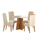 Ver imagem 2 de Mesa de Jantar Redonda Keti com 4 Cadeiras Iza Mel/bege/vd Off White - Casa Giulia