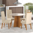 Ver imagem 1 de Mesa de Jantar Redonda Keti com 4 Cadeiras Iza Mel/bege/vd Off White - Casa Giulia