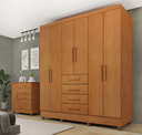 Ver imagem 2 de Guarda Roupa Casal 6 Portas 4 Gavetas com Pés 180cm Arizona Cinamomo - TCIL Móveis