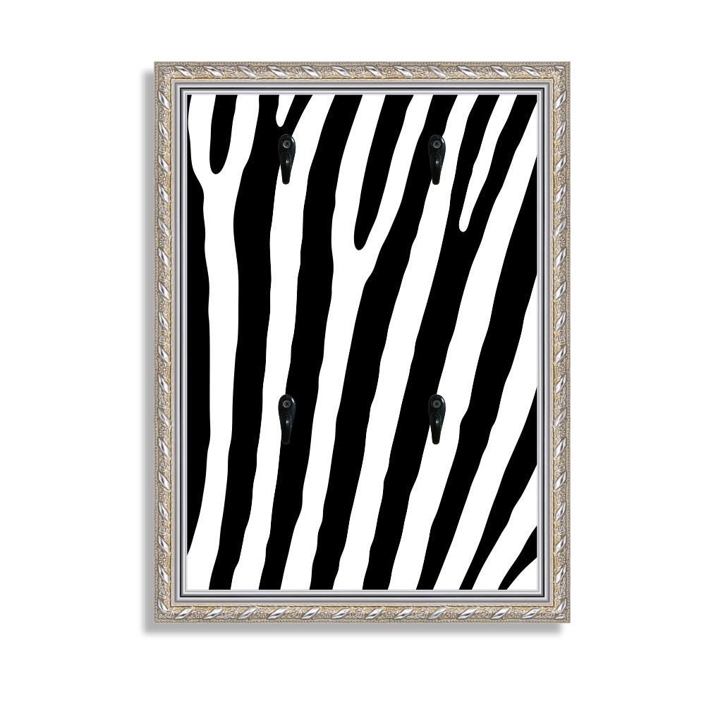 Porta Chaves Decorativo Estampado Luxo Listras Zebra Prata - 1