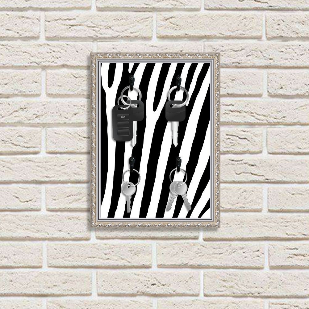 Porta Chaves Decorativo Estampado Luxo Listras Zebra Prata - 2
