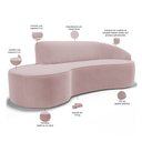 Ver imagem 3 de Sofá 3 Lugares Curvo Sala de Estar Living Firenze Direito D02 Veludo Rosê 210 cm C-305 - Lyam