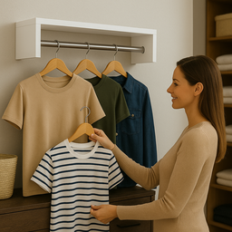 Kit 2 Cabideiros Arara Prateleira Organizador de Roupa Branco Preto Closet Quarto Lavanderia Vitrine - 5
