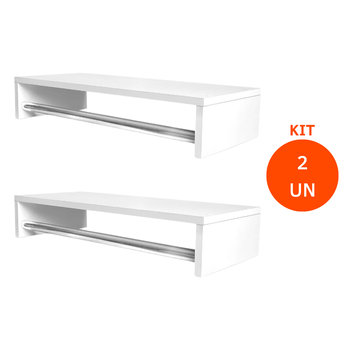Kit 2 Cabideiros Arara Prateleira Organizador de Roupa Branco Preto Closet Quarto Lavanderia Vitrine - 7