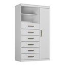 Ver imagem 2 de Cômoda 6 Gavetas 1 Porta e Nicho Marabá 1.6 Santos Andirá Branco (309666)