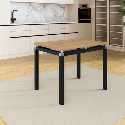 Mesa com Tampo 91cm x 68cm Base em Aço Malva Preto/Nature