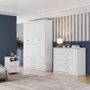 Ver imagem 1 de Conjunto Quarto Juvinil Guarda Roupa 4 Pts, Cômoda e Mesa Cabecei Amy Casa 812