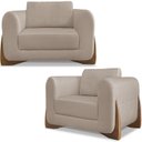 Ver imagem 1 de Kit 2 Poltronas Jolie 1 Lugar Pes Boomerang Linho Areia Ezz