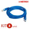 Kit 3 Cabos De Rede Internet RJ45 CAT5e 3Mts CBX-N5C30 Exbom - 2