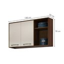 Ver imagem 3 de Armário Aéreo para Cozinha 2 Portas 2 Nichos 120 Cm Áustria Valdemóveis Chocolate/off White