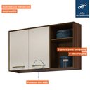Ver imagem 4 de Armário Aéreo para Cozinha 2 Portas 2 Nichos 120 Cm Áustria Valdemóveis Chocolate/off White