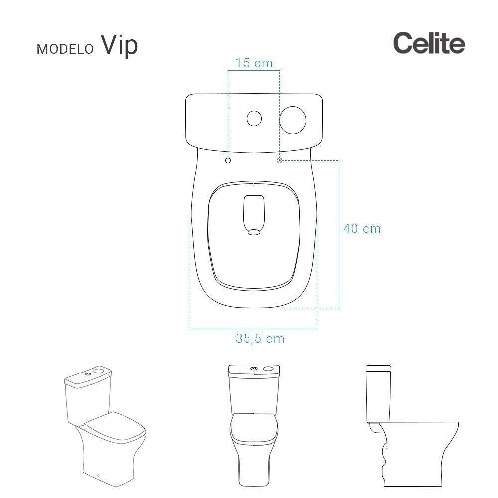 Tampa de Vaso Poliéster Vip Branco para Bacia Celite 6lpf - 5