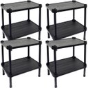Ver imagem 1 de 4 Estantes de Plástico Modular Multiuso 2 Prateleiras 1 Torre Preta Montável 26 Kg Qualyplas