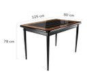 Ver imagem 2 de Mesa Jantar Retangular 125x80cm Madeira Maciça 6 Lugares Sala - Azulejo Preto - Natural Base Preta