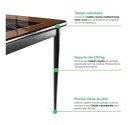 Ver imagem 5 de Mesa Jantar Retangular 125x80cm Madeira Maciça 6 Lugares Sala - Azulejo Preto - Natural Base Preta