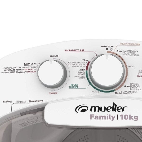 Lavadora Semiautomática 10kg Family com Aquatec Mueller 220V - 6