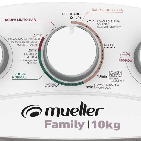 Lavadora Semiautomática 10kg Family com Aquatec Mueller 220V - 7