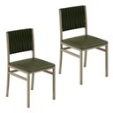 Ver imagem 3 de Kit 2 Cadeiras de Jantar Estofadas com Encosto em Malha Náutica Veneza Verde