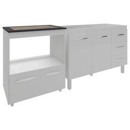 Balcão Armário Cozinha Gabinete de Pia 120 Cm Bruna e Balcão para Fogão Cooktop 4 Bocas e Forno - 4
