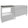 Balcão Armário Cozinha Gabinete de Pia 120 Cm Bruna e Balcão para Fogão Cooktop 4 Bocas e Forno - 4