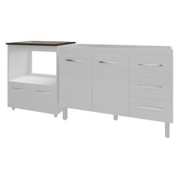 Balcão Armário Cozinha Gabinete de Pia 120 Cm Bruna e Balcão para Fogão Cooktop 4 Bocas e Forno - 1